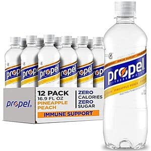 12pk 16.9oz Propel Immune Support Electrolyte Water Beverage (Pineapple Peach) $6.50 w/ Subscribe & Save