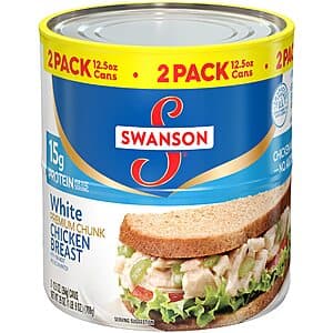 2-Pack 12.5-Oz Swanson White Premium Chunk Canned Cooked Chicken Breast $4.25 w/ Subscribe & Save