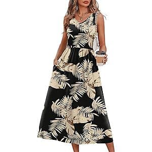 Women's Ofeefan V-Neck Flowy Summer Midi Dress w/ Pockets (various styles) $10