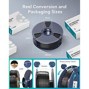 4-Pack 1kg SUNLU PETG 1.75mm 3D Printer Filament Spool Bundle (Black) $36 + Free S/H