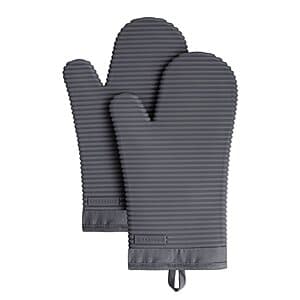 Prime Members: 2-Pk KITCHENAID Ribbed Soft Silicone Oven Mitts (Charcoal Grey) $11.40 + Free S&H