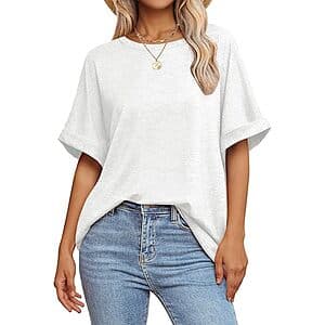 GKBK Women's Crew Neck Short Sleeve Oversized T-Shirts (Various Colors) From $5