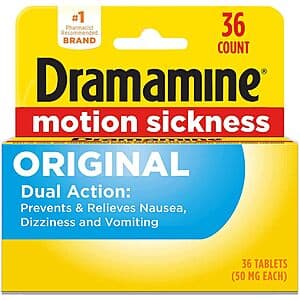 36-Count Dramamine Original Motion Sickness Relief $3.85 w/ Subscribe & Save