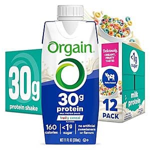Select Accts: 12-Pack 11oz Orgain 30g High Protein Shake (Fruity Cereal) $10.20 w/ Subscribe & Save