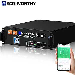 ECO-WORTHY 48V 100Ah LiFePO4 Server Rack Battery w/ Bluetooth $579.10 + Free S&H