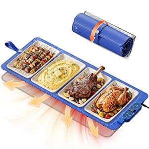 37"x15" FJAU Electric Silicone Food Warming Mat w/ 7 Heat Levels & 8-Hour Timer (Blue) $25 + Free S&H