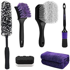 6-Pc YeewayVeh Car Wheel & Tire Detailing Brush Kit (Purple) $12.60