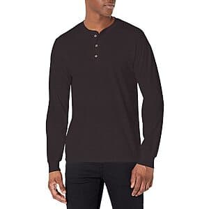 Hanes Men's Tri-Blend Henley Long Sleeve T-Shirt (Black) $5.75