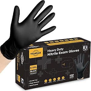 100-Count TitanFlex 6-Mil Heavy Duty Disposable Nitrile Gloves (Black) $9.50 & More w/ Subscribe & Save