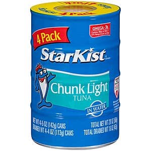 4-Count 5-Oz StarKist Canned Chunk Light Tuna in Water $1.60