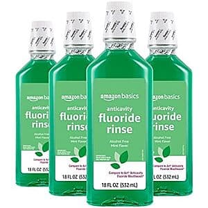 4-Pack 18-Ounce Amazon Basics Alcohol Free Fluoride Rinse (Mint) $7.30 w/ Subscribe & Save
