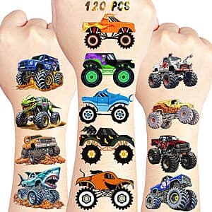 Prime Members: 120-Piece Monter Truck Pre-Cut Kids Temporary Tattoos $3.20 + Free Shipping