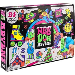 Schylling NeeDoh Squishmas 24-Count Mini Squeeze Toy Advent Calendar with colorful mini stress relief toys displayed or packaged.