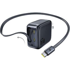 Prime Members: 67W Baseus Enercore Charger w/ Retractable Cable & 2x USB-C Ports $19.80 + Free Shipping