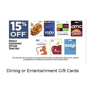 Dollar General In-Store Offer: Select Gift Cards: AMC, IHOP, Fandango & More 15% Off (Valid thru 5/9)