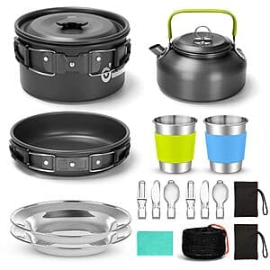 15-pc Odoland Camping Cookware Mess Kit for 2 $20
