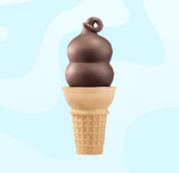 Small soft-serve ice cream cone with chocolate waffle coating.