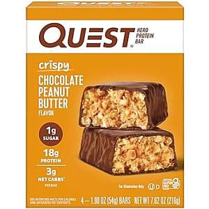 4-Pack 1.9-Oz Quest Crispy Hero Protein Bar (Chocolate Peanut Butter) $6.55