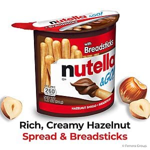 12-Pack 1.8oz Nutella & Go! Hazelnut and Cocoa Spread w/ Breadsticks Snack Cups $8.40 w/ Subscribe & Save