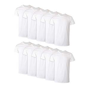10-Pack Hanes Men's Crew Neck Cotton Tee Undershirts (White, Sizes S-3XL) $24 + Free Pickup