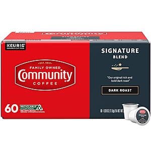 60-Count Community Coffee K-Cup Pods (Signature Blend, Dark Roast) $15.75 w/ Subscribe & Save