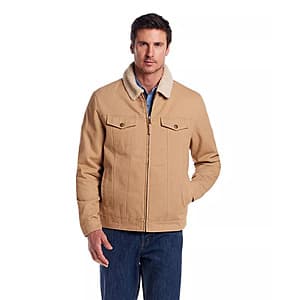Men's Zip Front Sherpa Collar Trucker Jacket (White Pepper) $25 + Free Pickup