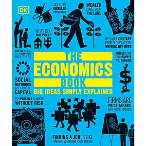 DK's The Economics Book hardcover with eye-catching graphics and diagrams on the cover, part of the Big Ideas series.