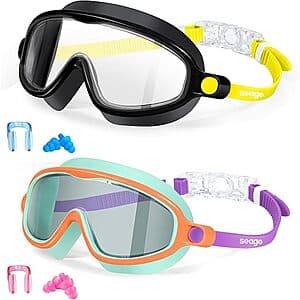 2pk Kids' Seago Anti-Fog Anti-UV Wide View Swimming Goggles (various) from $5.49