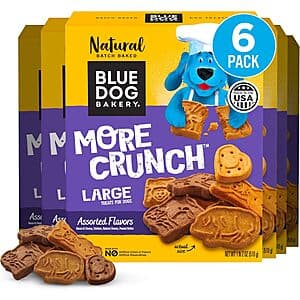 6-Pack 18-Oz.Blue Dog Bakery More Crunch Large Dog Treats (Assorted Flavors) $7.95 w/ S&S