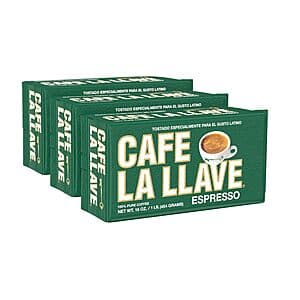 Select Accts: 3-Pk 16-Oz Cafe La Llave Dark Roast Ground Espresso Coffee $14.25 w/ S&S