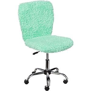 Office Chairs: Urban Lifestyle Faux Fur Rolling Task Chair (Mint) $18.85 & More