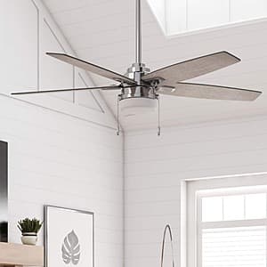 52" Harbor Breeze Windshore Easy2Hang Indoor Ceiling Fan w/ Light (Brushed Nickel) $60 + Free Shipping