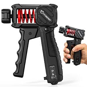 FitBeast adjustable grip strength trainer in black with built-in digital counter display and textured grip handles.
