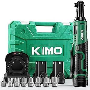 KIMO 12V Cordless Electric Ratchet Wrench Set (40ft-lbs Torque, 400RPM) $31.50