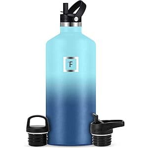 64-Oz Iron Flask Vacuum Insulated Stainless Steel Bottle w/ 3 Lids (various) $15
