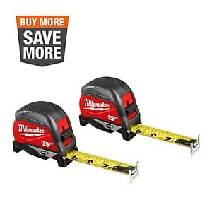 2-Pack Milwaukee 25' Compact Magnetic Tape Measure $20 + Free Shipping