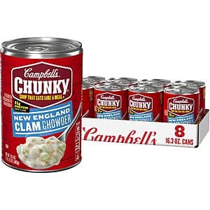 8-Pk 16.3-Oz Campbell’s Chunky Soup New England Clam Chowder $9.65 w/ S&S