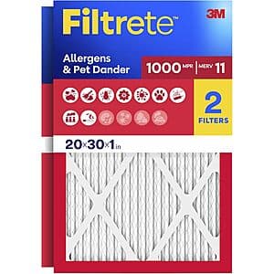 Select Accts: 2-Pk Filtrete Allergens & Pet Dander HVAC Air Filters (20x30x1") $11.65 w/ S&S & More