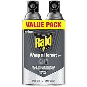 2-Ct 14-Oz Raid Wasp & Hornet Killer Spray $6.05 w/ S&S