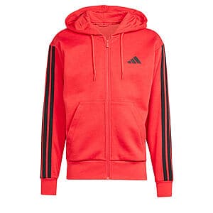 adidas Men's Essentials 3-Stripes Fleece Hoodie (Pure Ruby / Black) $17.40 + Free S&H