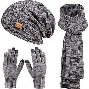 Beanie Hat Scarf Touchscreen Gloves Set (Various Colors) $5.85