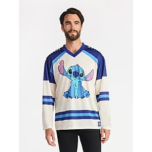 Disney Stitch Men's & Big Men's Long Sleeve Graphic Hockey Jersey $8.30