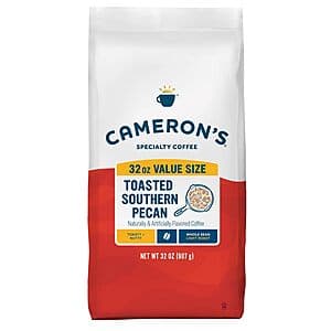 Prime Members: 32-Oz Cameron's Coffee Whole Bean Coffee (Toasted Southern Pecan) $9.20 w/ Subscribe & Save + Free Shipping