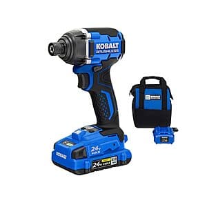 Kobalt 24V 1/4" Brushless Impact Driver w/ 2.0Ah Battery, Charger & Bag $79 + Free Shipping