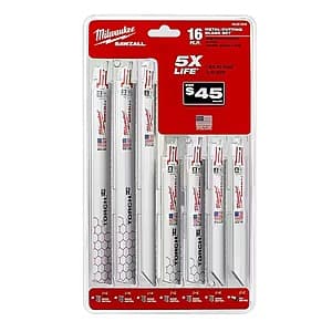 16-pc Milwaukee SAWZALL Metal Cutting Reciprocating Saw Blade Set + 2 Carbide Blades $20 + Free Shipping