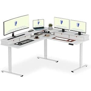 71" FLEXISPOT Electric L Shaped Adjustable Standing Desk w/ Storage Shelf (White) $253.80 + Free Shipping