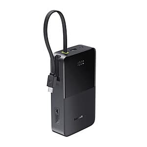 Baseus 20000mAh Power Bank w/ Built-in USB-C Cable $10