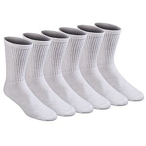 6-Pairs Dickies Men's All Purpose Cushion Crew Socks (White, Large) $5.95