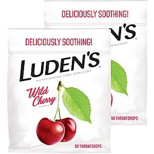 Luden's Soothing Throat Drops (Wild Cherry): 90-Count $2.80, 2-Packs of 90-Count $5.55 w/ Subscribe & Save