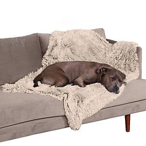 Prime Members: Furhaven Large Waterproof Faux Fur & Velvet Pet Throw (Taupe) $10.20 + Free S/H